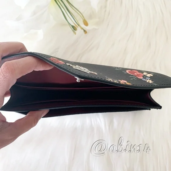 NWT Coach Slim Envelope Canvas Leather Floral Wallet - Picture 6 of 8